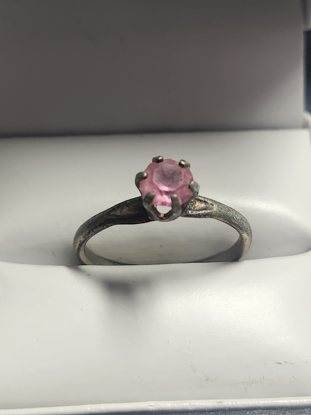 Vintage McGrath Hamin Pink Solitaire Center Ring Sise 5.5 Sterling Silver Plated